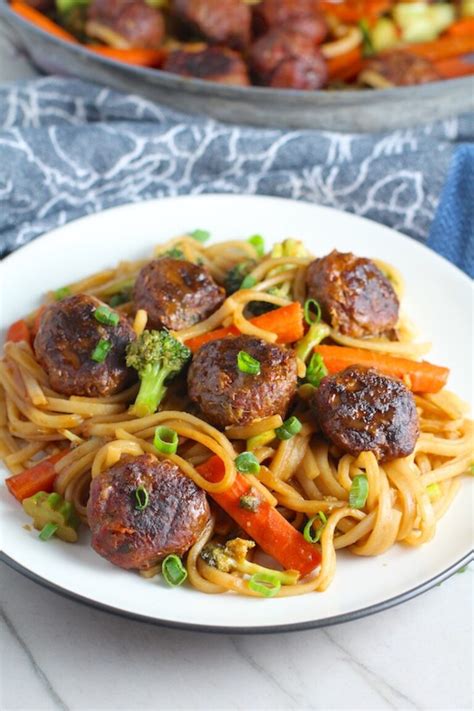 Teriyaki Meatball Stir Fry With Veggies And Noodles Talking Meals