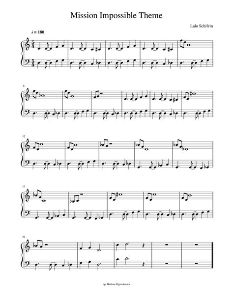 Mission Impossible Theme Sheet Music For Piano Solo