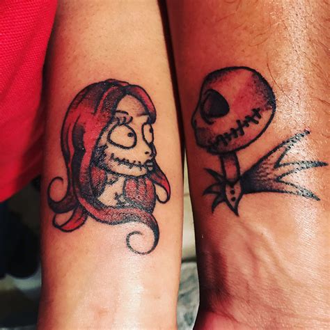 Jack And Sally Matching Couples Tattoos