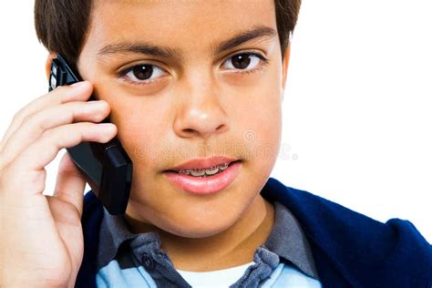 Boy Talking On Mobile Phone Stock Image Image Of Listening Cell 9033737