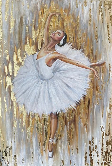Abstract Ballerina Oil Painting Original Gold Ballerina Wall Etsy En