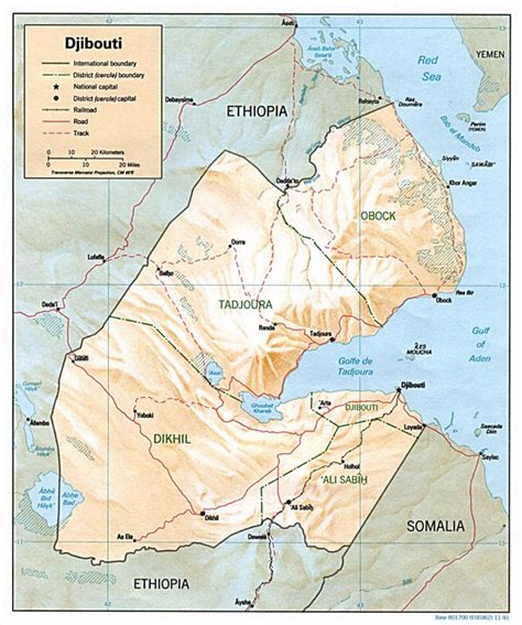 Detailed Relief And Political Map Of Djibouti Djibouti Detailed Relief And Political Map