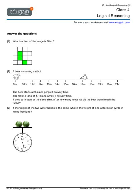 Ask questions about your assignment. Grade 4 Math Worksheets and Problems: Logical Reasoning ...