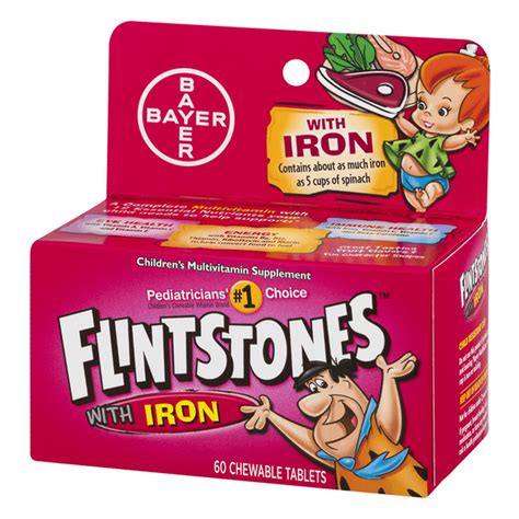 Flintstones With Iron Pediatric Multivitamin Supplement 60 Per Bottle Assorted Fruit Flavors