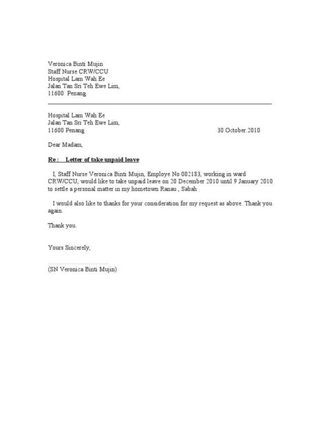 Contoh Surat Warning Letter Letter Requesting Sabbatical Leave Images