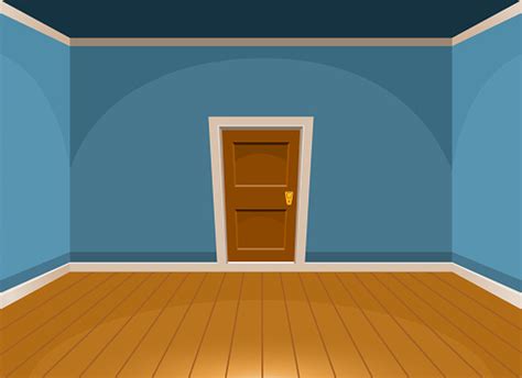 What makes up the interior of a living room? Cartoon Flat Empty Room With A Door In Blue Style Vector ...