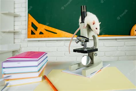 Premium Photo Funny Rat Sit On Microscope Banner For University