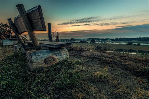 Evening Bench Sky Outdoors Hd Wallpaper