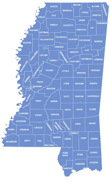 Mississippi State Map With Counties Map Of South America