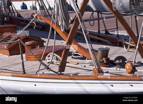 Sail Boat Tiller Stock Photo Alamy