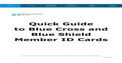 Quick Guide To Blue Cross And Blue Shield Member Id Cards · Pdf File