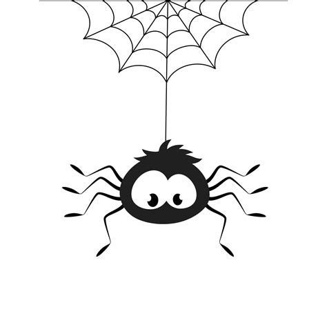 Cartoon Character Spider Hanging On Spider Web Clipart Black Lines