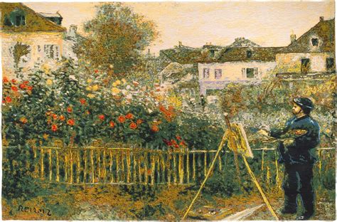 Monet Painting In His Garden At Argenteuil By Pierre Auguste Renoir
