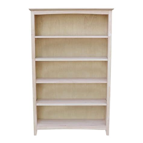 International Concepts 60 In H Unfinished Solid Wood 5 Shelf Standard