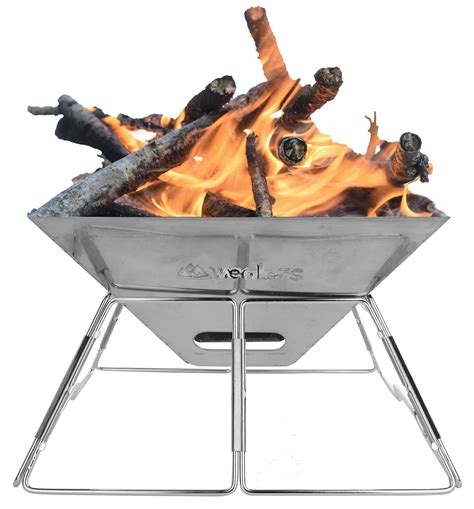 Wealers Compact Folding 16 Inch Fire Pit Bbq Grill Made From Stainless