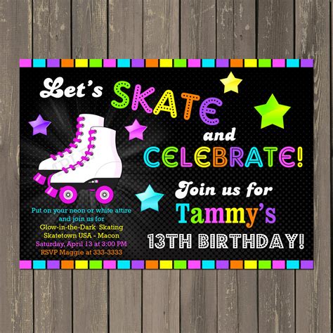 Culturavagabonda Roller Skate Birthday Party Invitation Wording