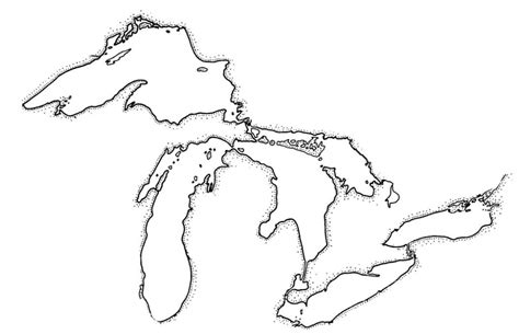 Shoreline Map Of The Great Lakes Great Lakes Map Lake Map Art Great