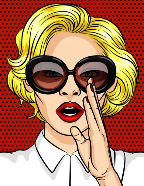 Ilustração Em Vetor Cor No Estilo Pop Art A Mulher Loira De óculos Escuros Conta Um Segredo