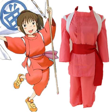Japan Anime Miyazaki Hayao Spirited Away Chihiro Ogino Sen Red Uniform Halloween Cosplay Costume