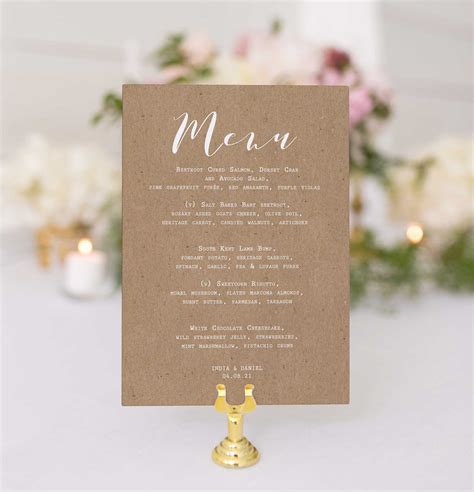 Kraft Calligraphy Menu Cards Emmy Designs