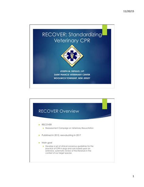 Pdf Recover Standardizing Veterinary Cpr · Critical Care Monitoring