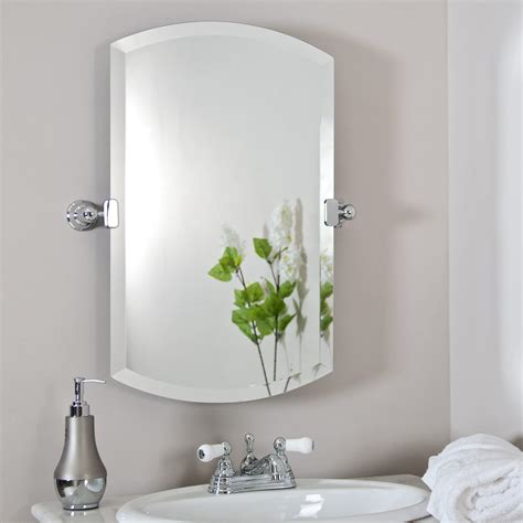 H framed rectangular bathroom vanity mirror in white. Brushed Nickel Bathroom Mirror as Sweet Wall Decoration ...