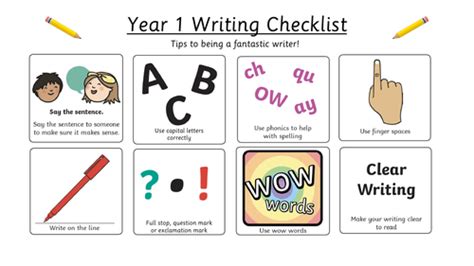 Year 1 Writing Checklist Teaching Resources