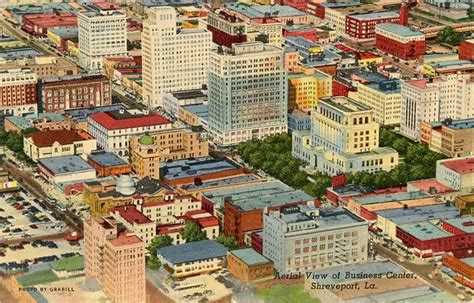 Shreveport Louisiana Aerial View Of Business Center Vintage Postcard