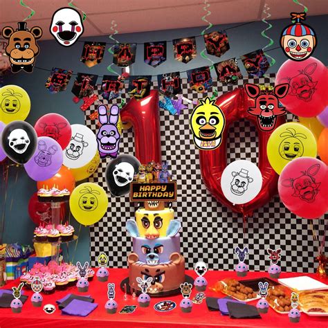 Five Nights At Freddy Party Supplies Set Include Banner Hanging Swirls