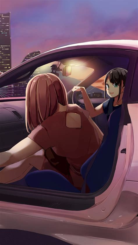 2160x3840 anime girls sitting in car sony xperia x xz z5 premium backgrounds and anime x car