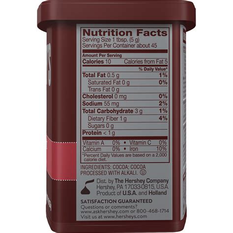 Hershey Chocolate Nutrition Label Labels