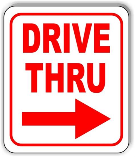 Drive Thru Right Arrow Red Metal Aluminum Composite Sign Ebay