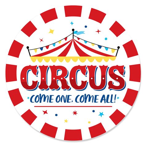 Carnival Step Right Up Circus Carnival Themed Circle Sticker Labels