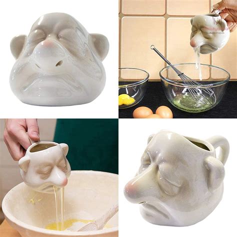 大特価放出！ Funny Dwarf Ceramic Egg Yolk Separator Handheld White Running