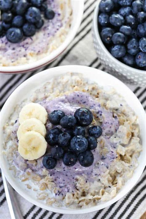 Old Fashioned Oatmeal With Blueberry Cream Cheese Swirl Greens