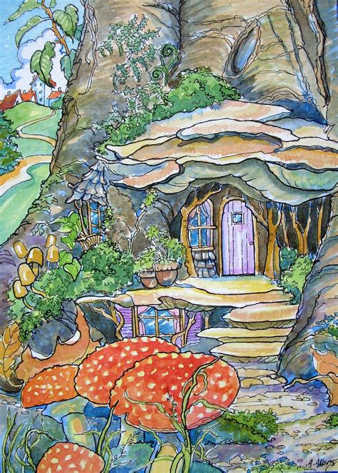 Fairy House Just Outside Of Town Storybook Art Cottage Art Fairy