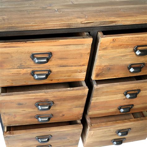 Buffet 12 tiroirs en bois recyclé et métal - Koya design