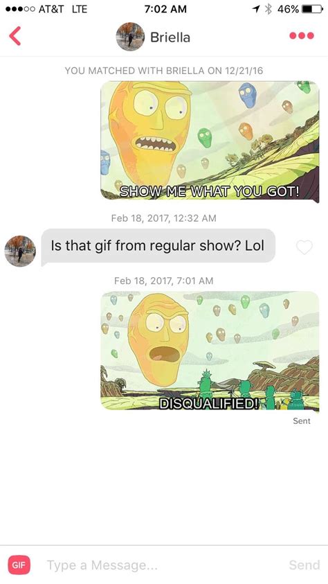 i tried my hand at a rick and morty pick up line on tinder went as well as i expected r