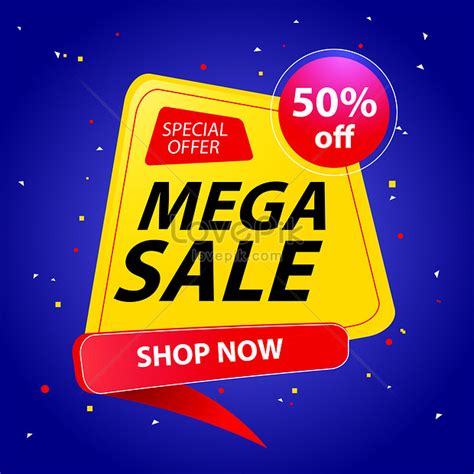Yellow And Blue Mega Sale Promotion Banner Background Download Free