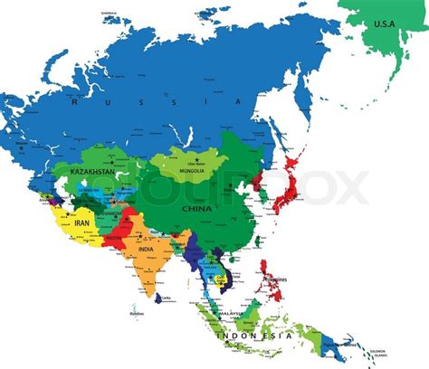 Asia Political Map Stock Vector Colourbox