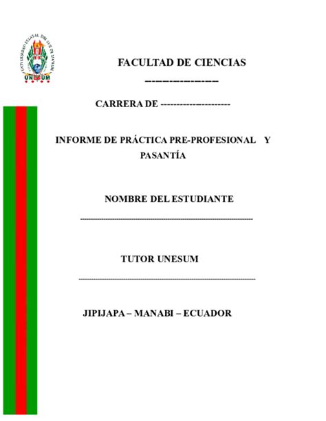 Doc Caratula Informe PrÁctica Pre Profesional Y PasantÍa Doris