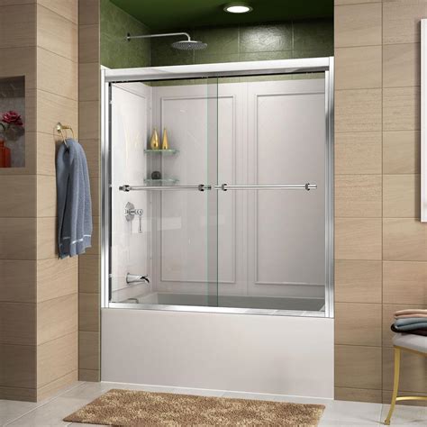 This bathtub shower door is actually an enigma; DreamLine Aqua 48 in. x 58 in. Semi-Framed Pivot Tub and ...