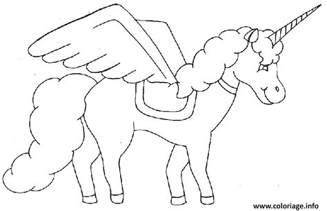 Dessin licorne kawaii a imprimer en couleur. Coloriage Licorne Avec Des Ailes dessin