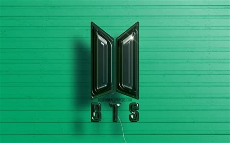 Download Wallpapers Bts 3d Logo 4k Bangtan Boys Dark Green Realistic