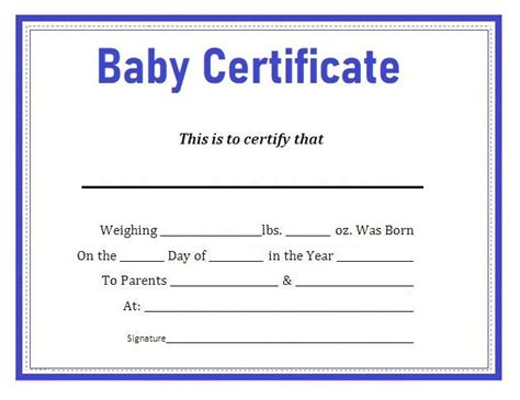 14 Baby Certificate Templates Free Printable Word And Pdf Samples