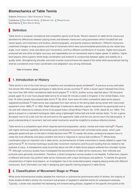 Pdf Biomechanics Of Table Tennis Adopted In Scholarly Community