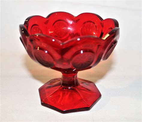 Vintage Fostoria Ruby Red Coin Dot Glass Open Etsy Fostoria Fostoria Glass Glass