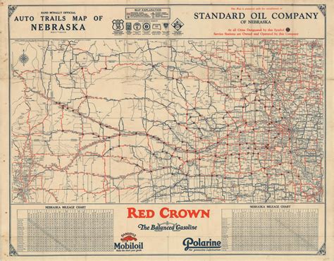Rand Mcnally Official Auto Trails Map Of Nebraska Curtis Wright Maps