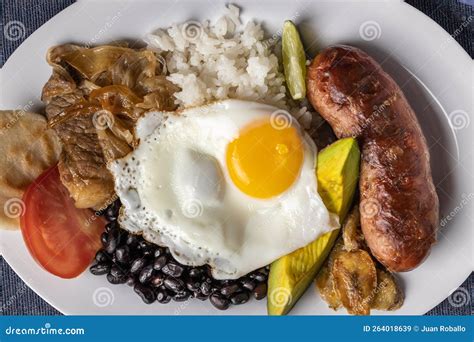 Top View Of Bandeja Paisa Typical Food Of Colombia Stock Image Image