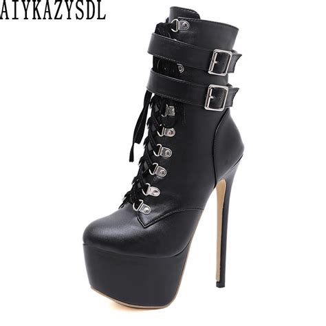 aiykazysdl women ultra very high heel party shoes platform ankle boots stiletto gothic cross